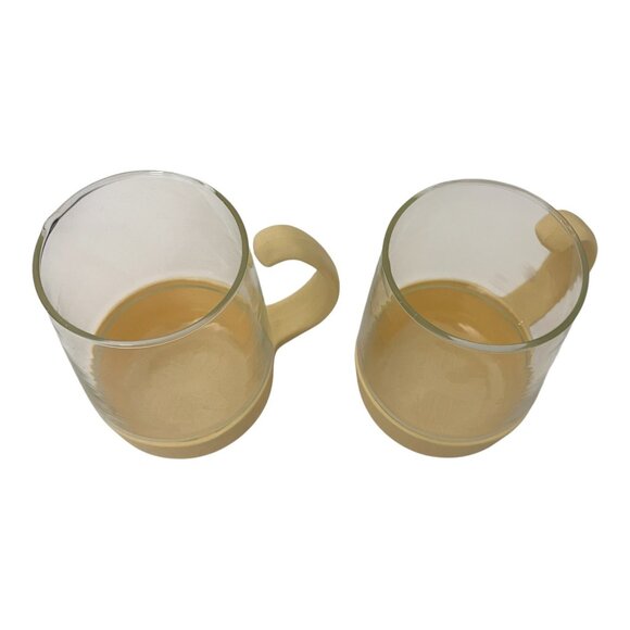 1982 McDonald’s Pyrex Mugs Set 2 Corning Beige Handle Vintage Coffee Glass Cups - Picture 7 of 12